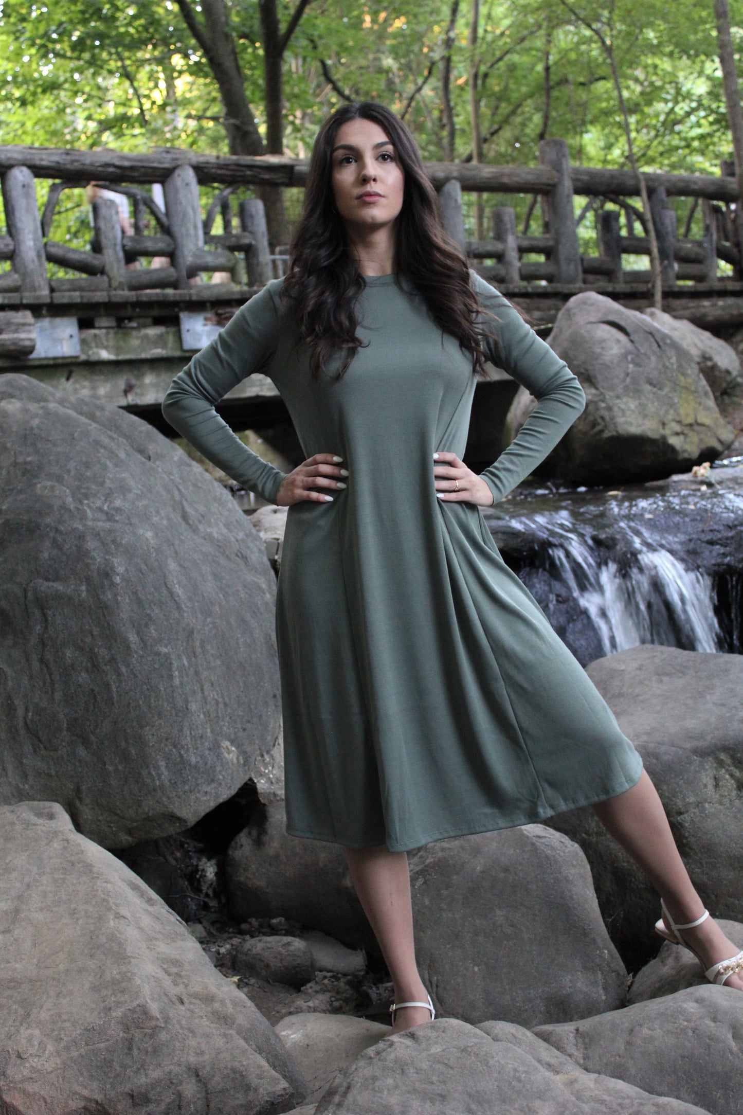 Seafoam Green Casual Ribbed Dress
