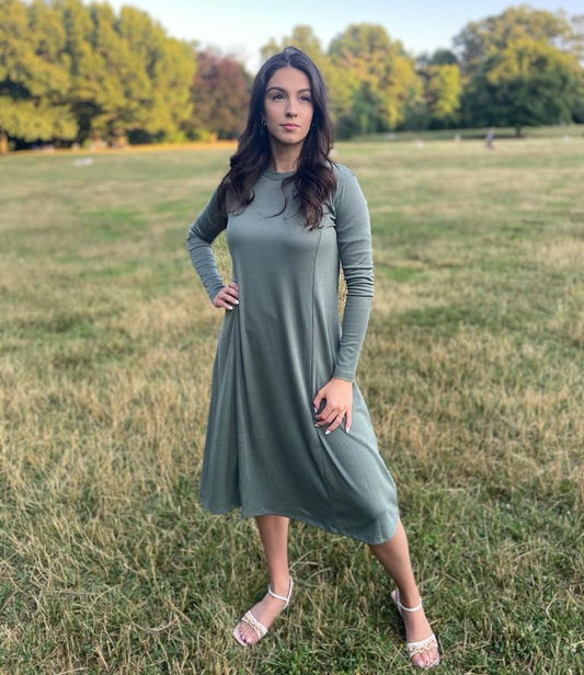 Seafoam Green Casual Ribbed Dress