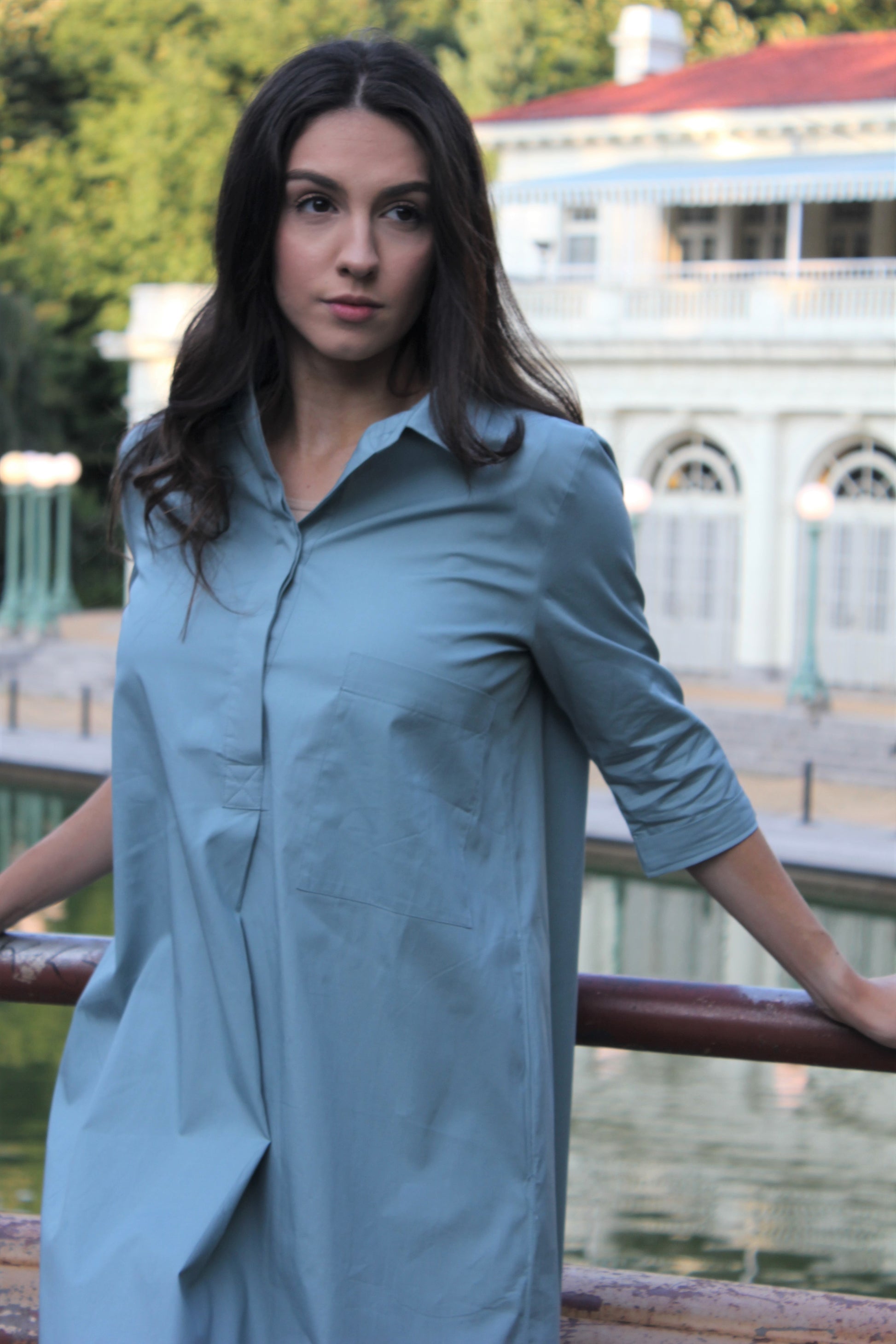 swing shirt dress Unique Vintage Black & White Cotton Shirt Swing Dress